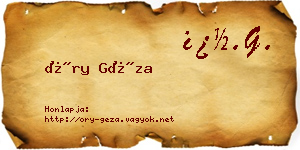 Őry Géza névjegykártya